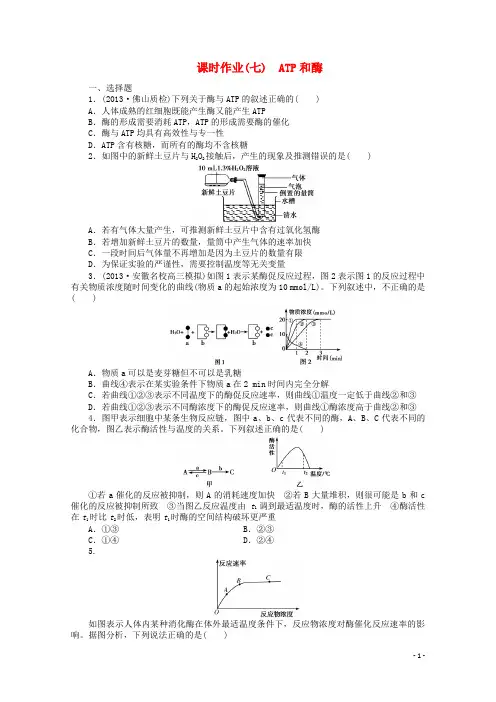 高三生物一轮复习 课时作业7 ATP和酶 苏教版