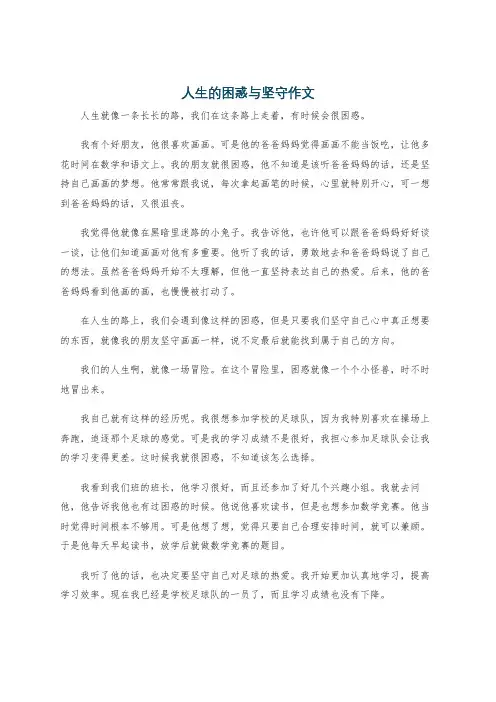 人生的困惑与坚守作文
