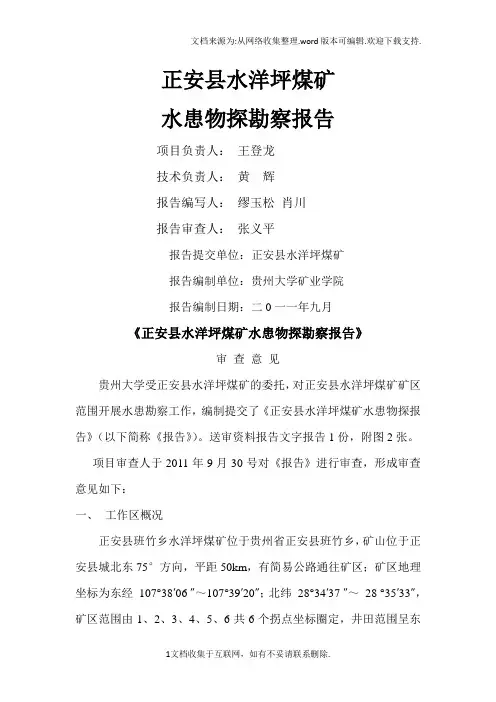 水洋坪煤矿物探报告