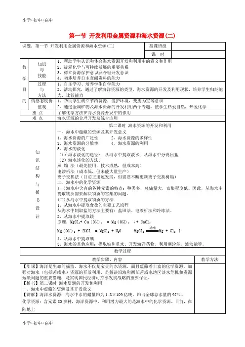 教育最新2017年高中化学第四章化学与自然资源的开发利用第1节开发利用金属矿物和海水资源第4课时教案新人教