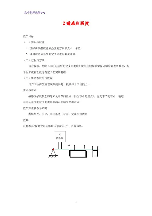 高中物理选修3-1精品教案：3.2 磁感应强度 教学设计