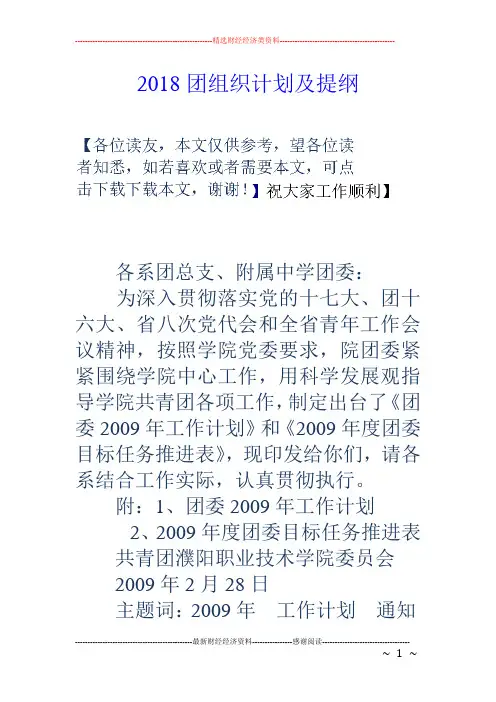 2018团组织计划及提纲