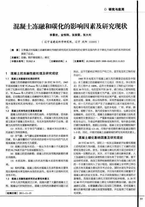 混凝土冻融和碳化的影响因素及研究现状