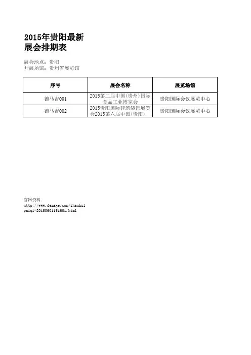 2015年贵州省展览馆最新展会排期表