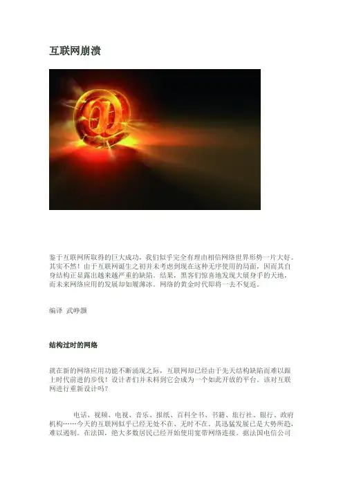 暑假高中语文科技文阅读素材之身边的科学一：互联网崩溃