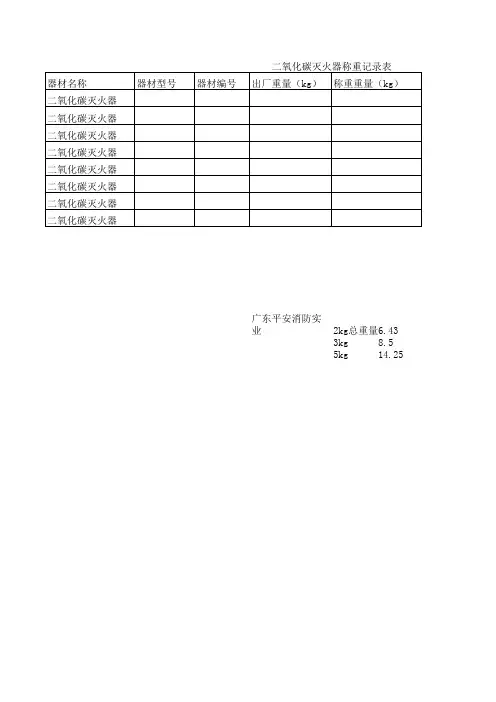 二氧化碳灭火器称重记录表