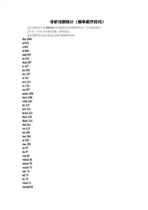 考研词频统计(频率顺序)0304191353