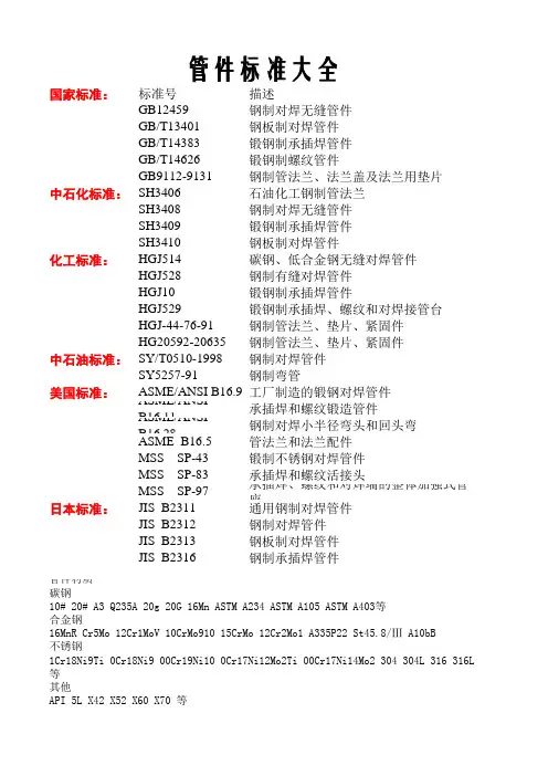 管件标准大全