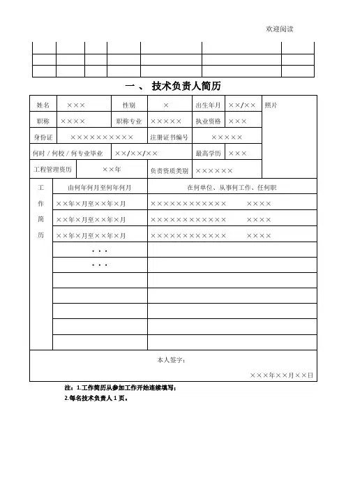 技术负责人简历 2