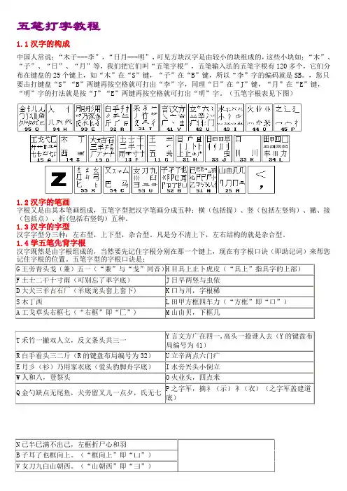 五笔打字教程(五笔字根表及口诀) 2
