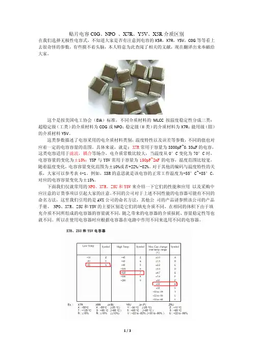 贴片电容介电材质简介