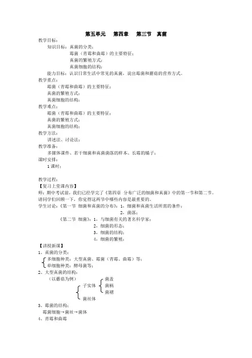 第四章第三节 真菌-教案