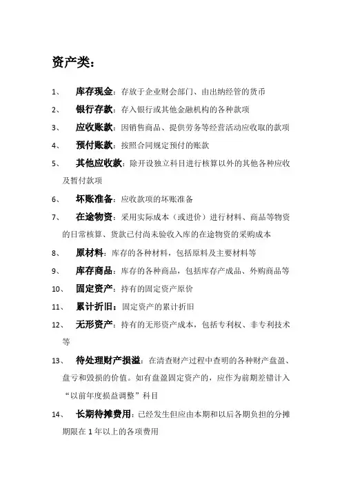 会计科目表