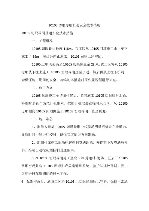 10105切眼导硐贯通安全技术措施