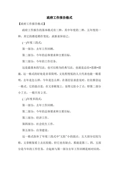 政府工作报告格式