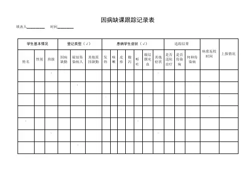 因病缺课跟踪记录表