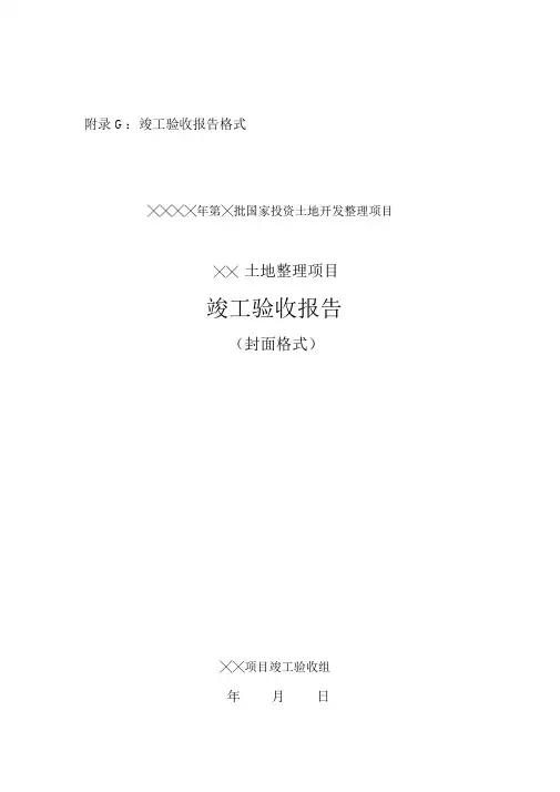 土地整理项目竣工验收报告