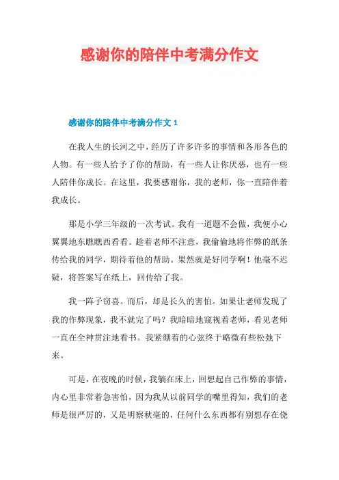 感谢你的陪伴中考满分作文