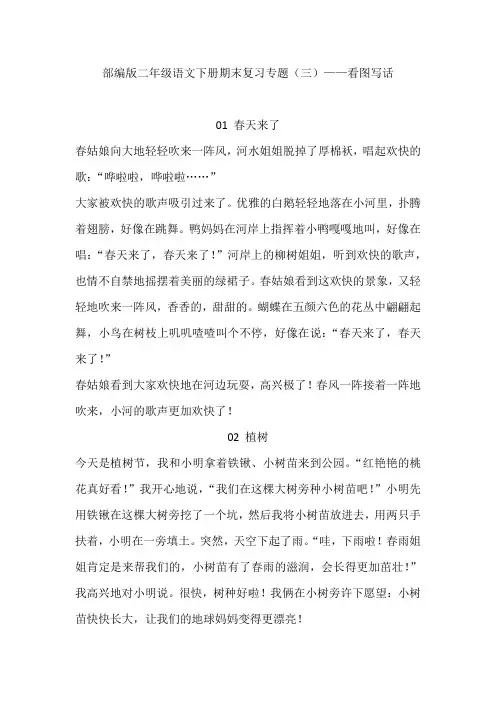 部编版二年级语文下册期末复习专题(三)——看图写话