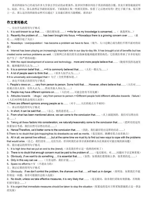 英语四级 万能作文模板下载