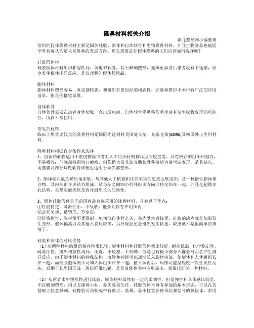 隆鼻材料介绍