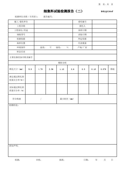 细集料试验检测报告(二)