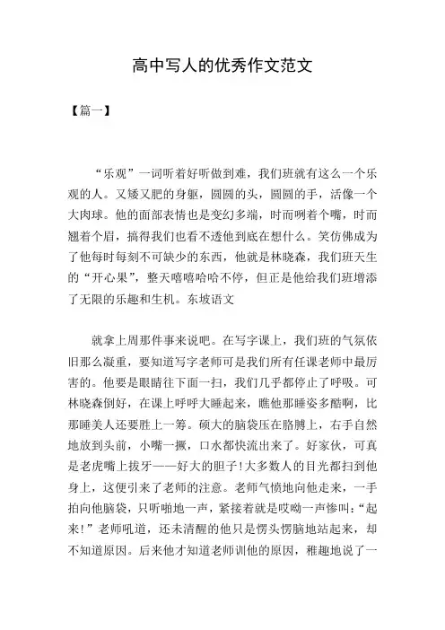 高中写人的优秀作文范文