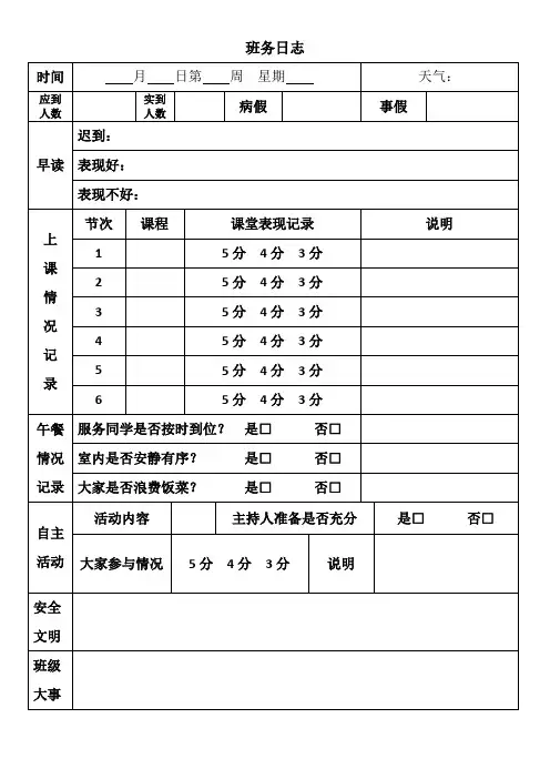 班务日志 2
