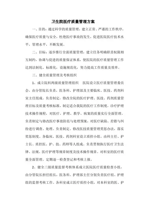 卫生院医疗质量管理方案
