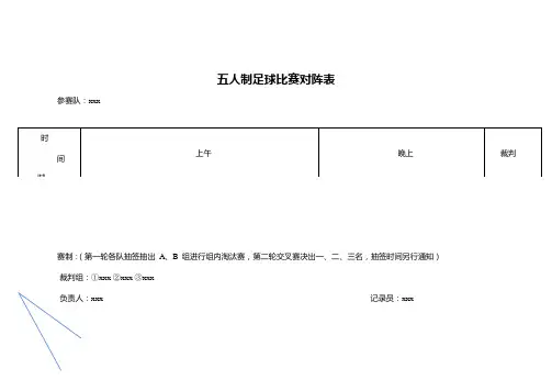 足球比赛对阵表(5人制、7人制、10人制)