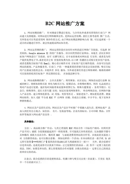B2C网站推广方案