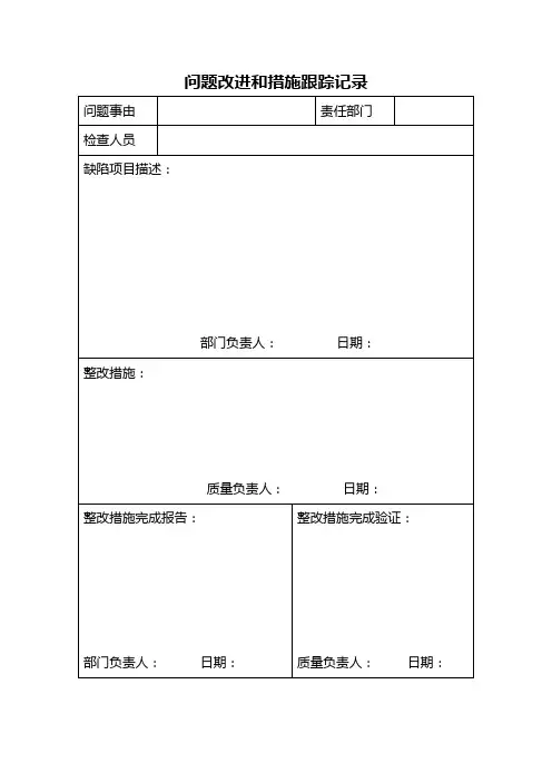 问题改进和措施跟踪记录