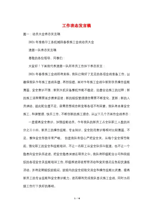 工作表态发言稿