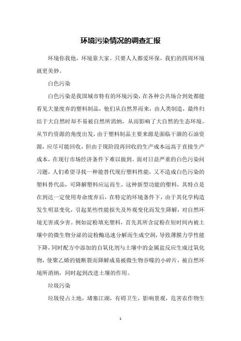环境污染情况的调查汇报