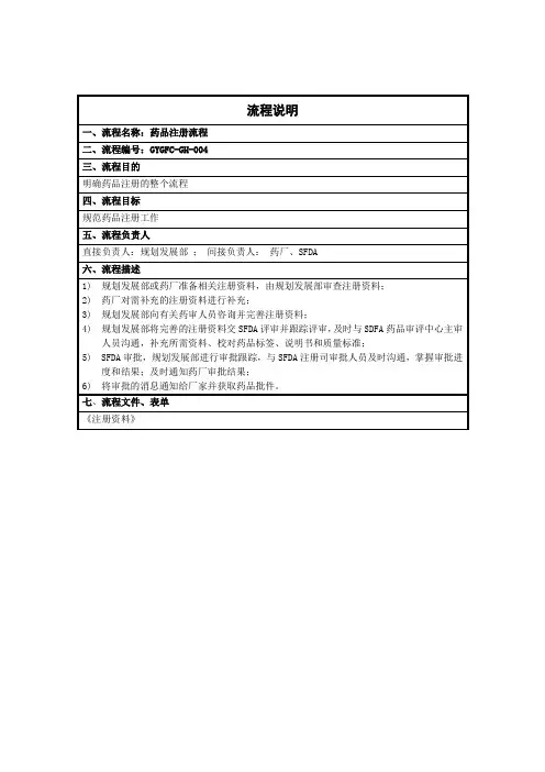 药品注册流程说明