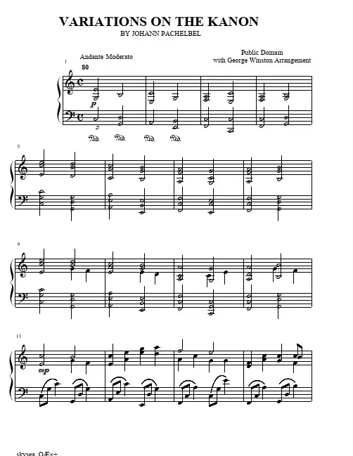 卡农 George Winston改编版 C大调