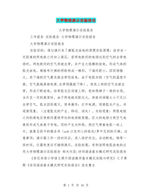 大学物理演示实验报告