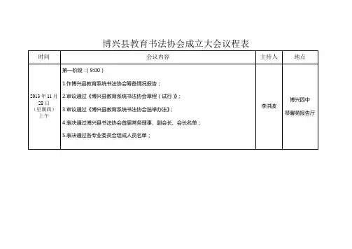 博兴县教育书法协会成立大会议程表