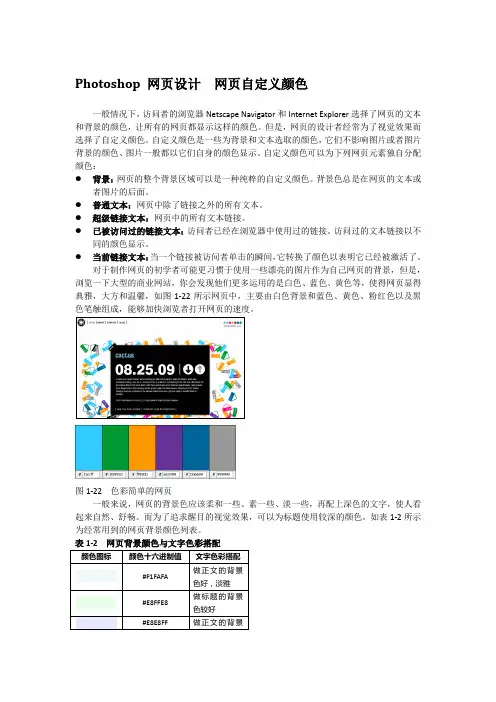 Photoshop 网页设计  网页自定义颜色