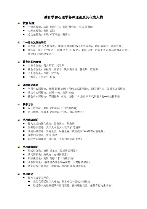 教师资格证教育知识与能力(各种理论)