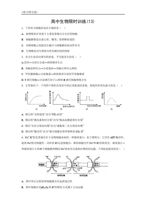 高中生物限时训练(13)