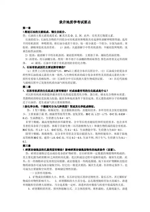 录井地质学考试要点