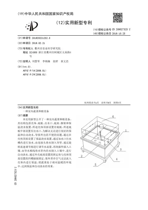 【CN209527323U】一种室内蔬菜种植设备【专利】