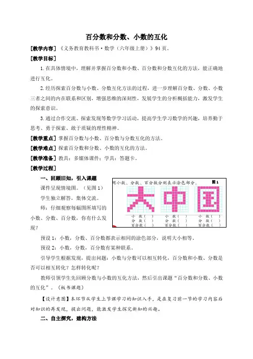 百分数和分数、小数的互化