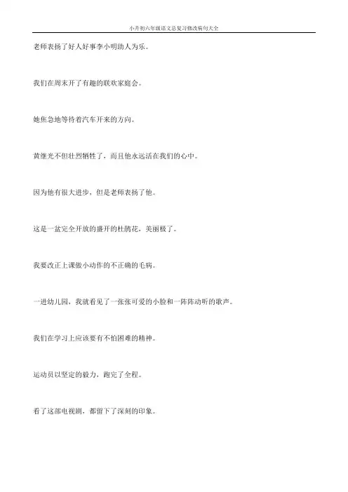 小升初六年级语文总复习修改病句大全353