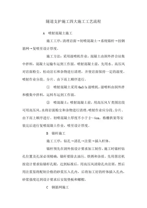 隧道支护施工四大施工工艺流程