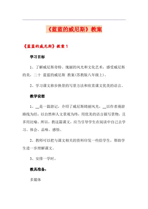 《蓝蓝的威尼斯》教案