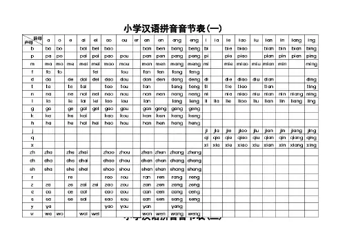 小学汉语拼音音节表