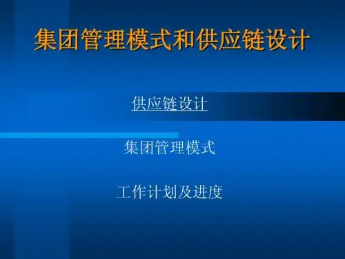 长沙卷烟_BPR&ERP项目_集团管理模式与供应链设计内部培训