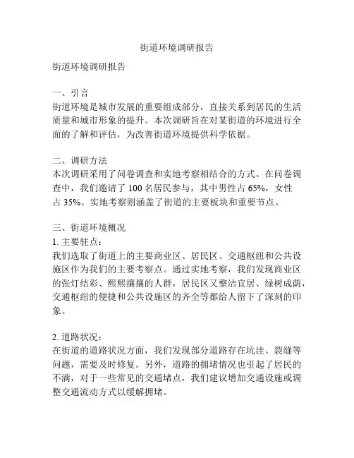 街道环境调研报告